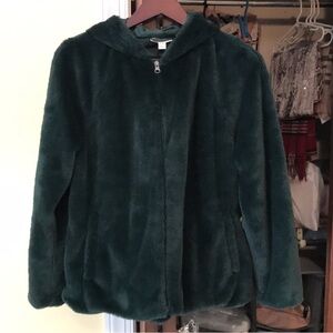 Style and Co. green faux fur hooded jacket.